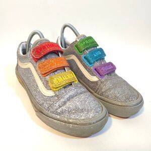 VANS x FLOUR SHOP Sprinkles & Smiles Old Skool V Silver Rainbow Glitter PRIDE Sn